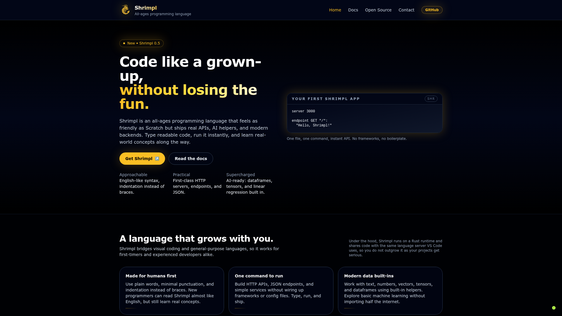 SHRIMPL website preview